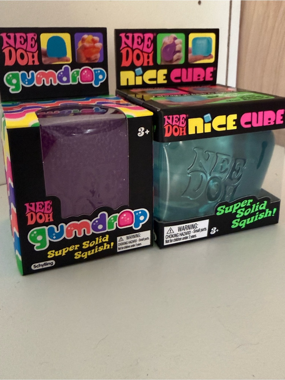 NeeDoh Gumdrop & Nice Cube Super Solid Squish - Purple & Teal